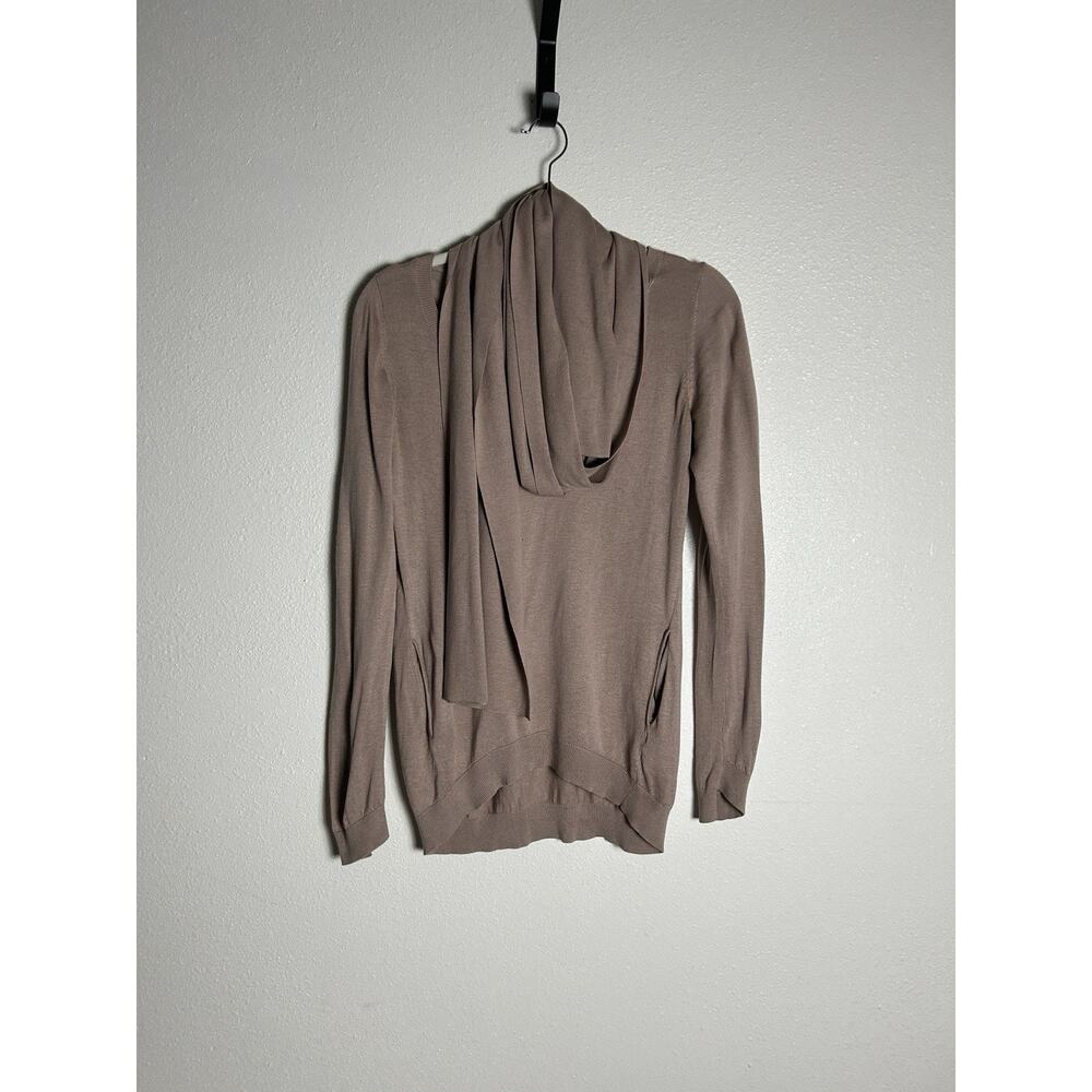 Liviana Conti Beige Silk Cashmere Drapey Long Sleeve Blouse Size EU 40/ US 10